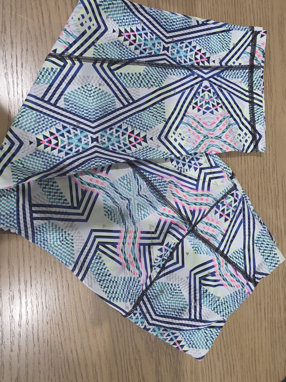 Victoria's Secret Geometric Print Bike Shorts in White, Blue, Pink